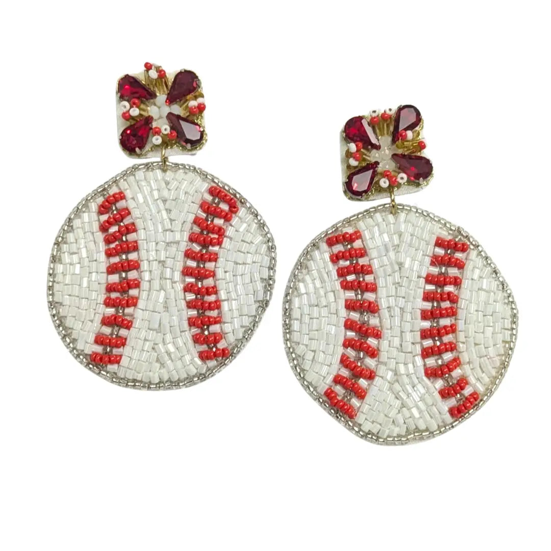 Batter Up Beaded Baseball Earrings