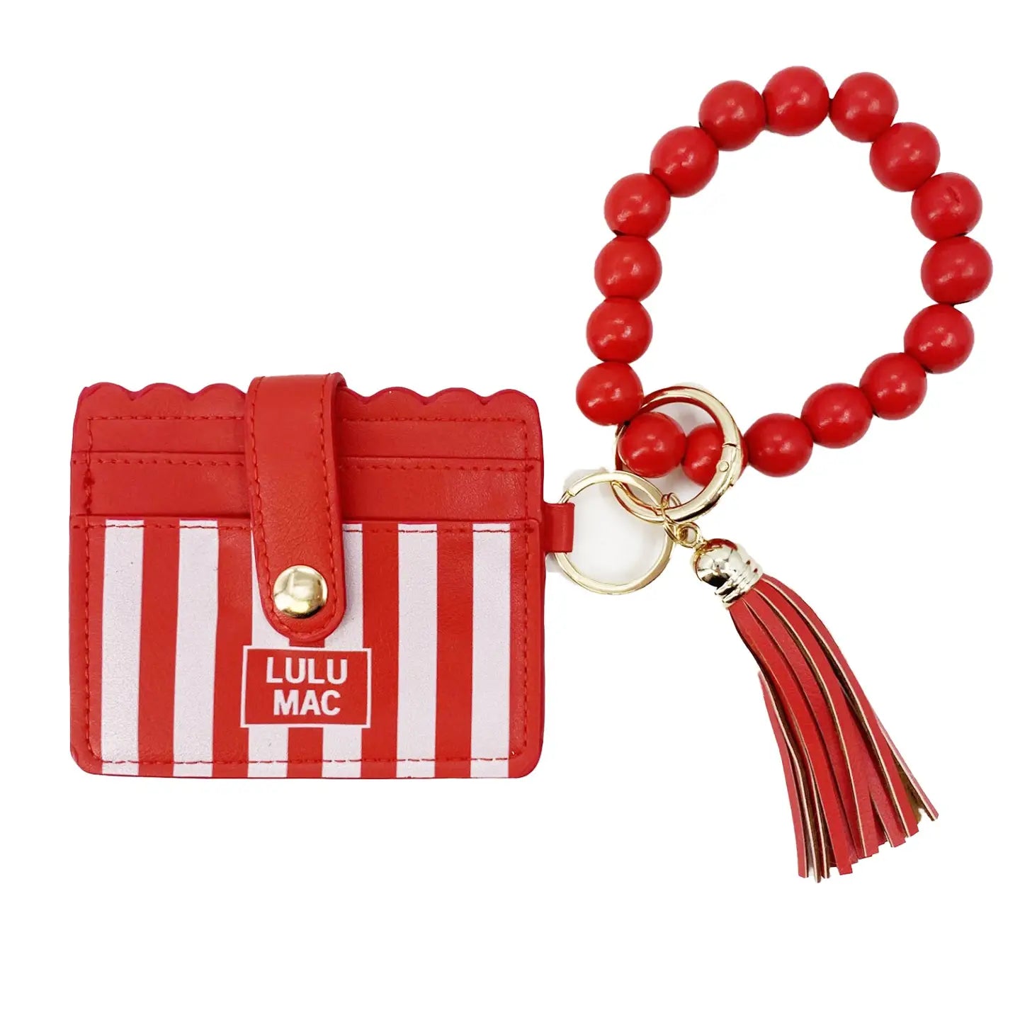 Lulu Mac Beaded Wristlet ID Wallet – Red Stripe