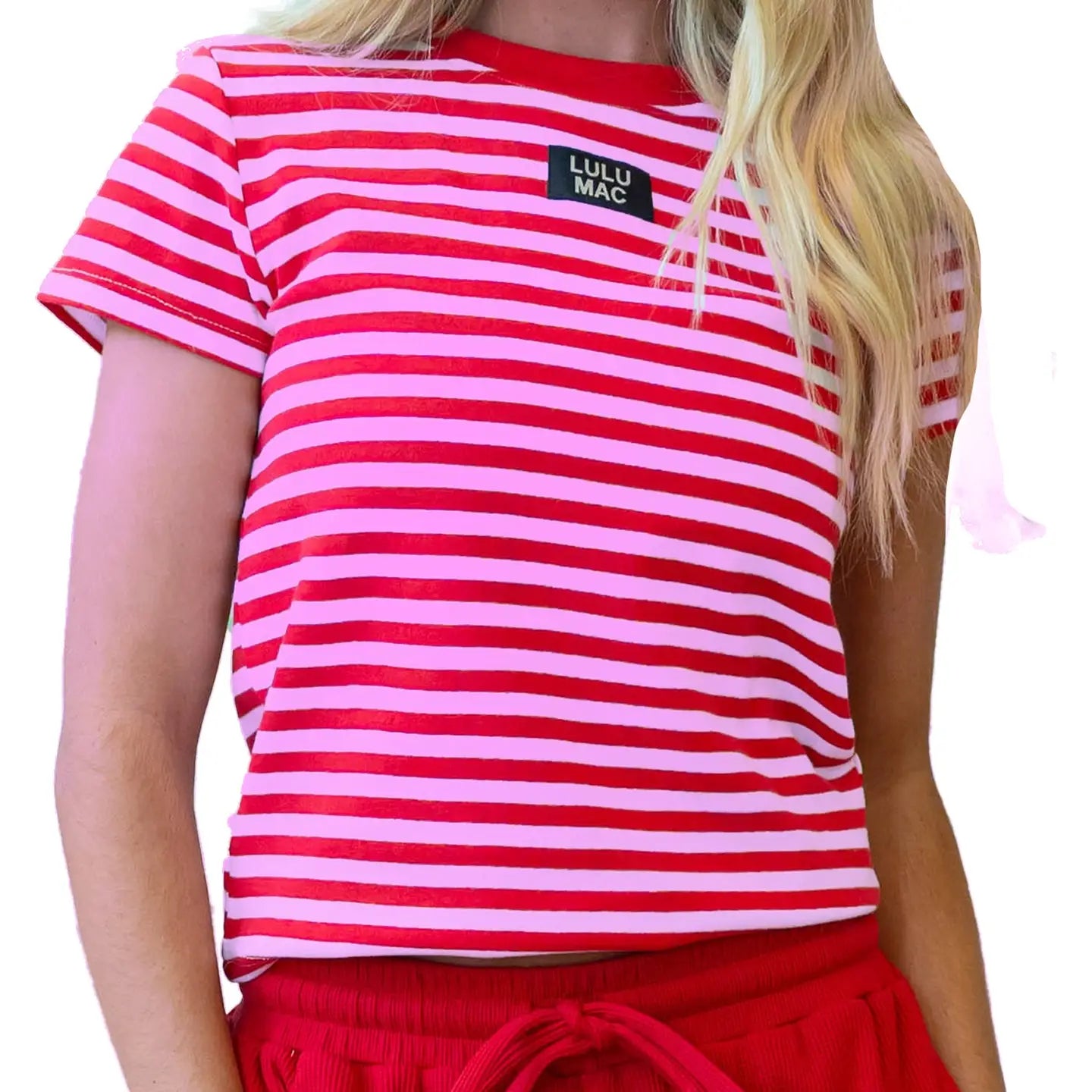 Lulu Mac Red & Pink Stripe Baby Doll Top