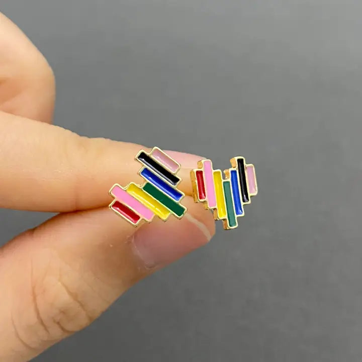 Rainbow Heart Ear Studs