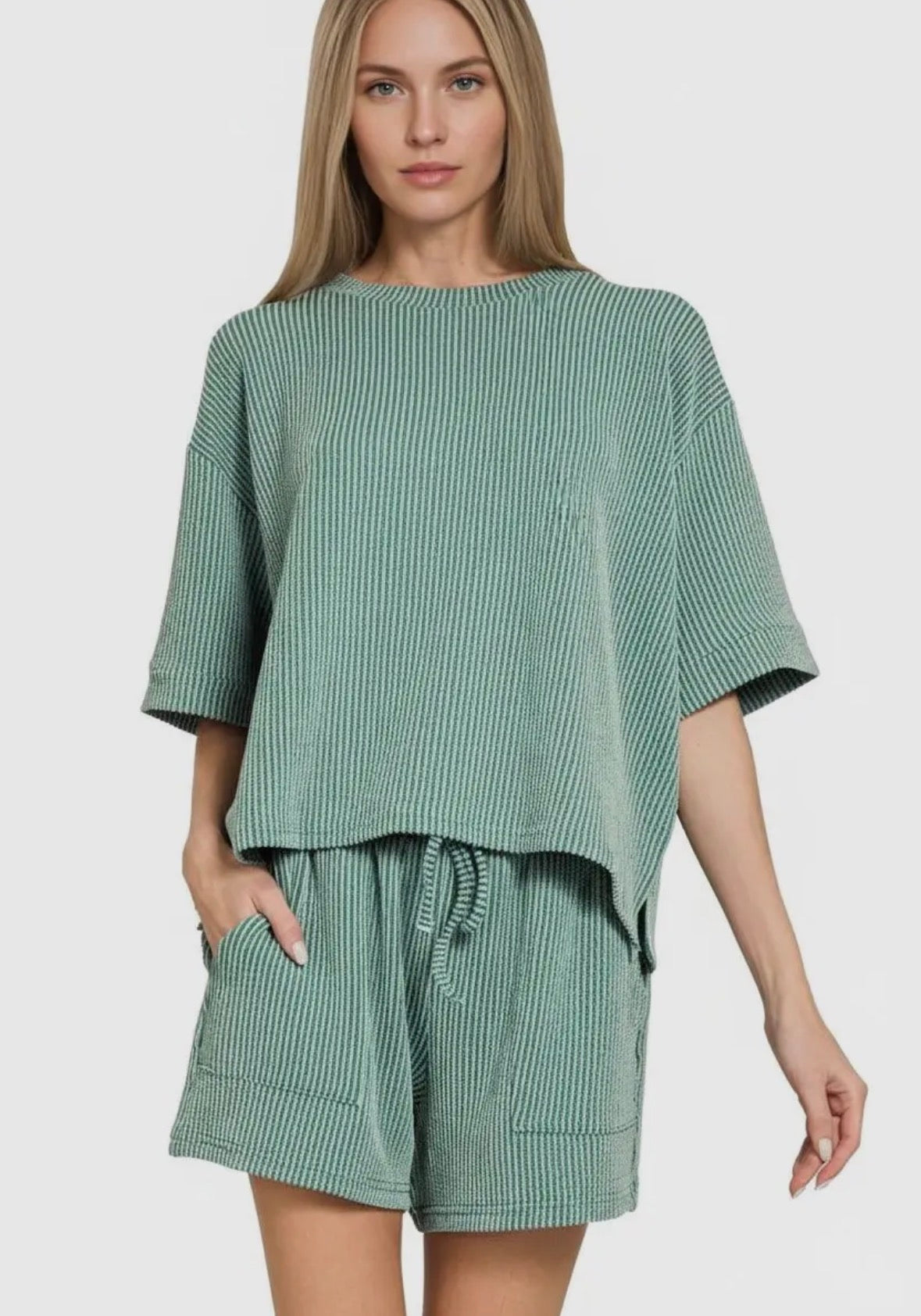 Jade Corded Ribbed Set