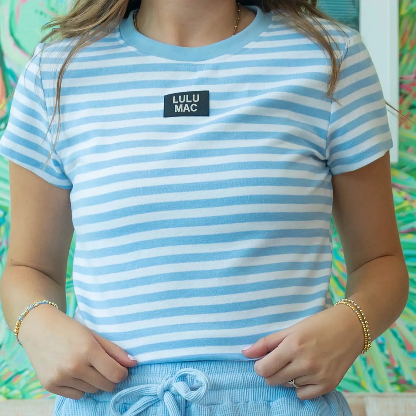 Lulu Mac Light Blue Stripe Baby Doll Top