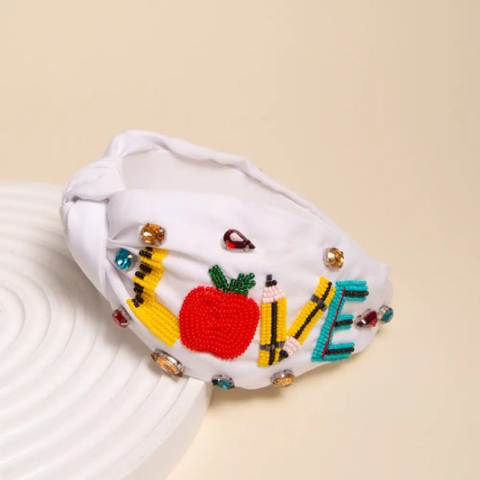 LOVE Teacher Top Knot Headband