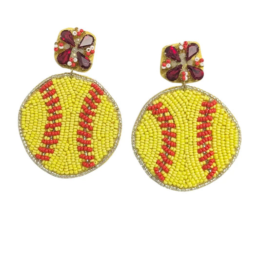 Beaded Softball Earrings