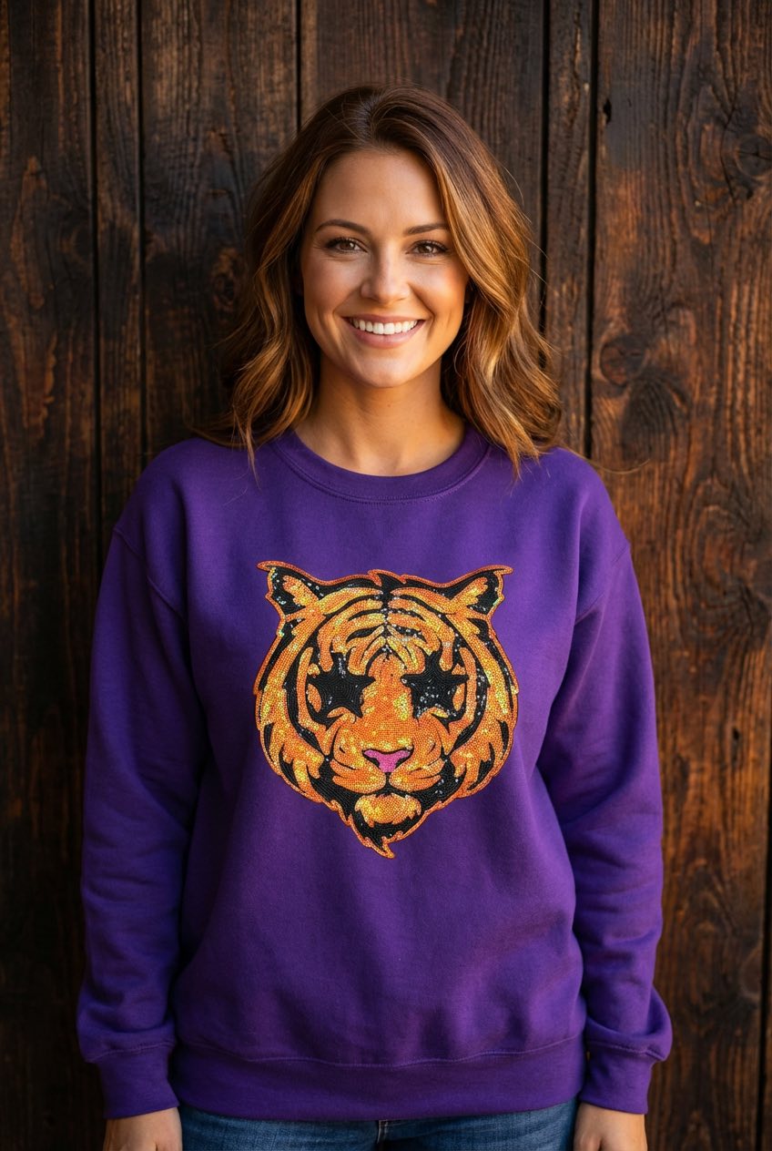 Geaux Tigers Sequin Sweatshirt