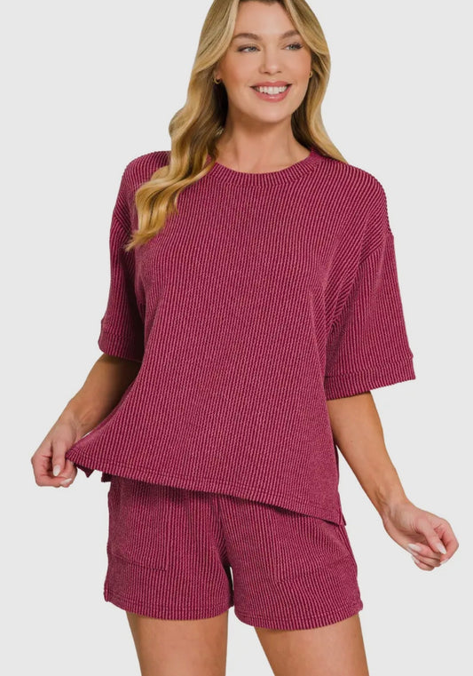 Cabernet Corded Ribbed Set