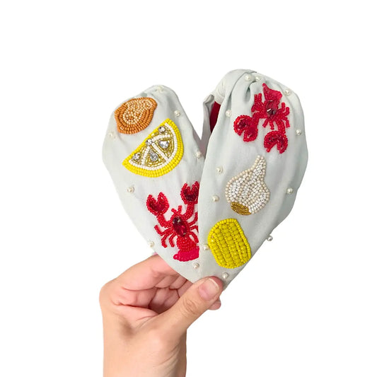 Crawfish Boil Beaded Headband