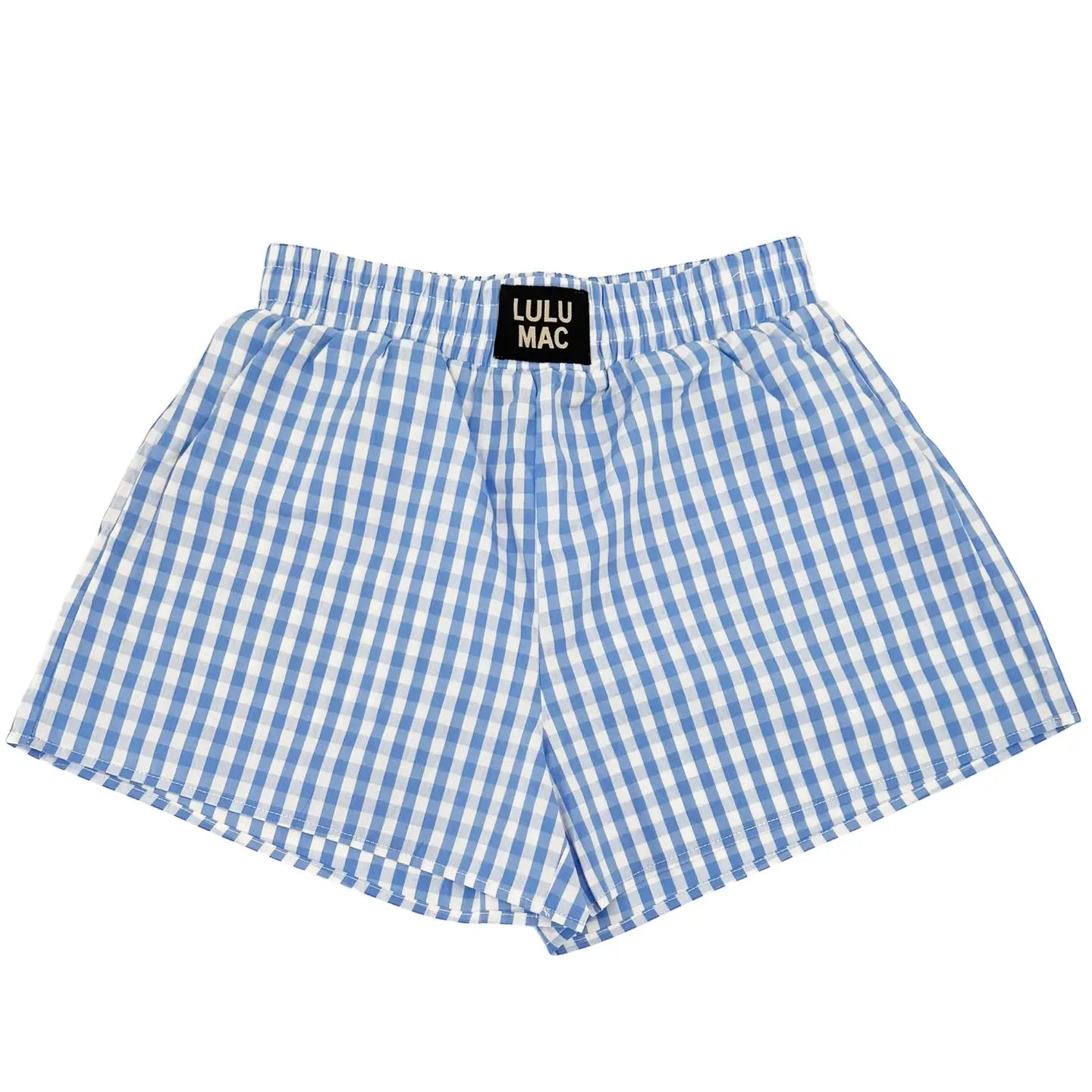 Lulu Mac Light Blue Gingham Boxer Shorts